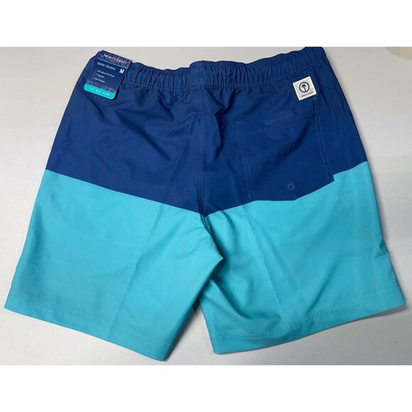 Trinity Coast Mens Sz M Swim Trunks Blue & Aqua 7" Inseam Mesh Lining Elastic Wa - Picture 2 of 7